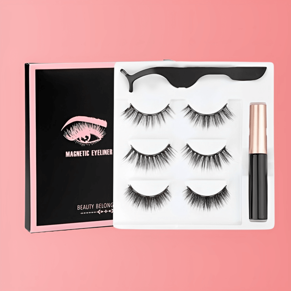 Lot de 10 paires de faux-cils magnétiques réutilisables – Avec eyeliner magnétique et pince applicatrice – Look naturel et élégant